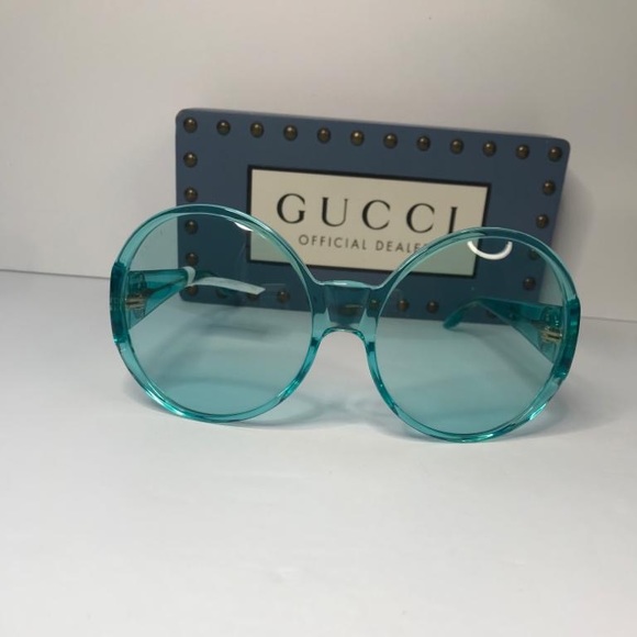 Authentic Gucci 0965 Light Blue 001 Logo Summer Oversized Sunglasses GG0954S - Picture 5 of 16